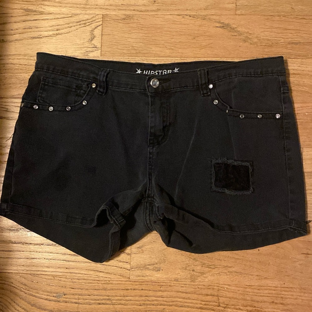 Y2K black bling shorts